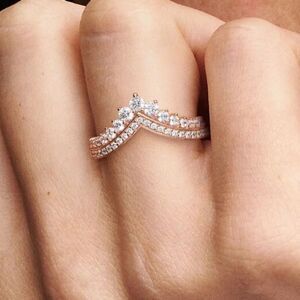 Pandora Rose Princess Wishbone Ring B1 ALE MET 54 14 k Rose Gold Plated